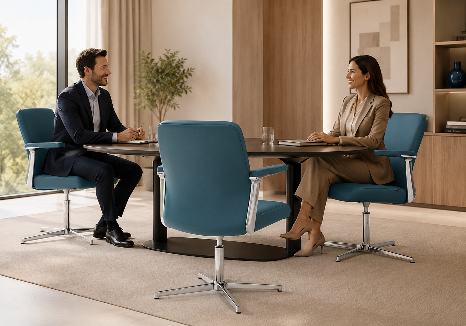 Poltrona interlocutoria Ralf con braccioli fissi